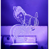 MultiColor Bal Krishna AC Adapter Night Lamp, 3D illusion design on 4mm acrylic glass, ideal for home decor & gifting. Safety-certified, low energy consumption